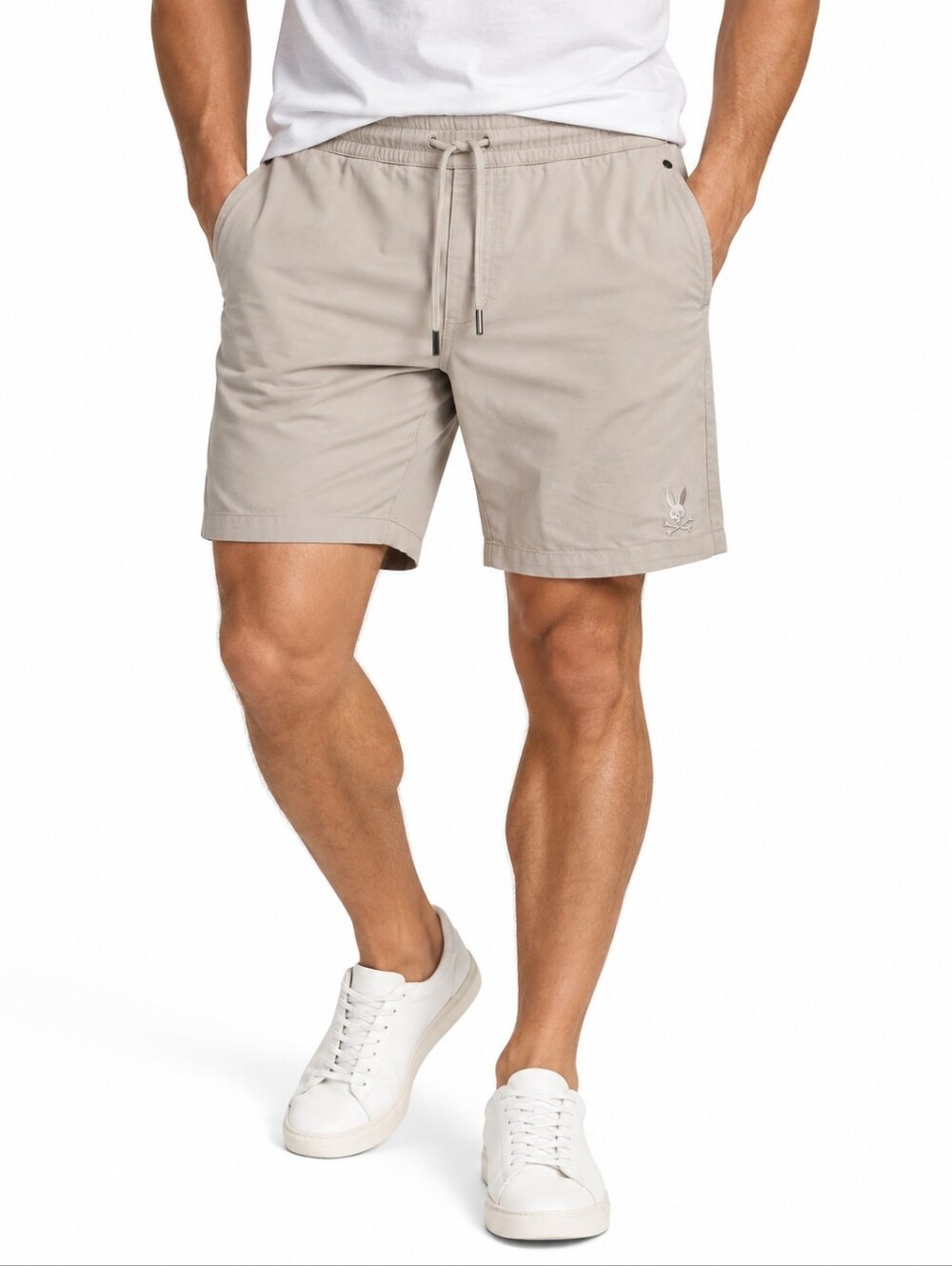 Psycho Bunny Willis Stretch TENCEL 7" Shorts Men’s L Natural Linen